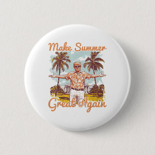 Maak de zomer weer geweldig strandvakantie grappig ronde button 5,7 cm