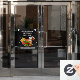 Maak Deluxe Burger Friet Drank Restaurant aan Raamsticker