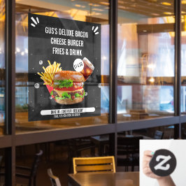 Maak Deluxe Burger Frietjes Drank Restaurant aan Raamsticker
