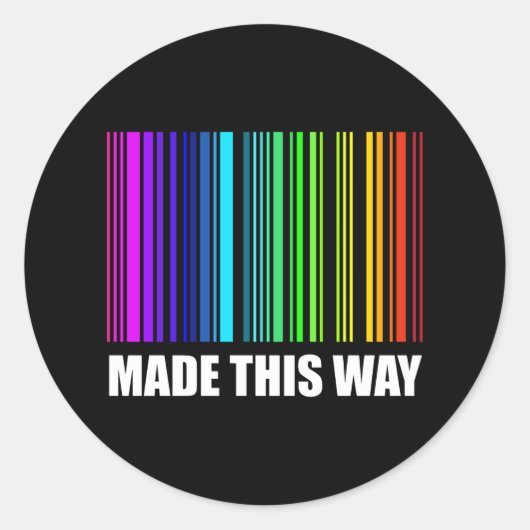 MAAK DEZE MANIER LGBT Pride Month Barcode Regenboo Ronde Sticker (Voorkant)