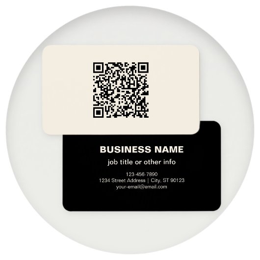 Maak direct een QR-code | Bewerkbare off-wit Visitekaartje