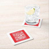 Maak direct je eigen QR-code | Bewerkbare rood Kartonnen Onderzetters (Insitu)
