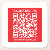 Maak direct je eigen QR-code | Bewerkbare rood Kartonnen Onderzetters (Voorkant)