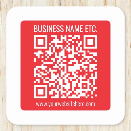 Maak direct je eigen QR-code | Bewerkbare rood Kartonnen Onderzetters