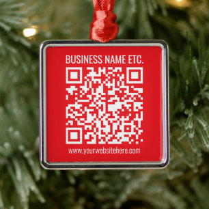Maak direct je eigen QR-code Bewerkbare rood Metalen Ornament