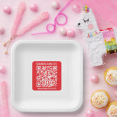Maak direct je eigen QR-code | Bewerkbare rood Papieren Bordje (Feest)