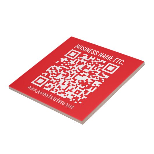 Maak direct je eigen QR-code | Bewerkbare rood Tegeltje (Zijkant)