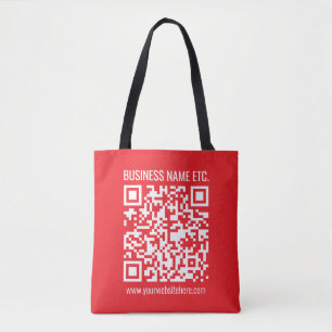 Maak direct je eigen QR-code   Bewerkbare rood Tote Bag