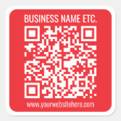 Maak direct je eigen QR-code | Bewerkbare rood Vierkante Sticker (Voorkant)