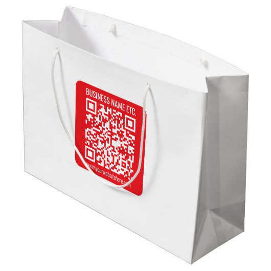 Maak direct uw eigen QR-code | Bewerkbare rood Groot Cadeauzakje (Achterkant Gekanteld)