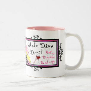"Maak Diva Tijd"/ Ontspanningsmokken Tweekleurige Koffiemok