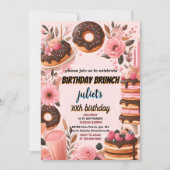 maak Donut pannenkoek volwassen roze Brunch 30e ve Kaart (Voorkant)