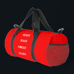 Maak duffel tassen weer geweldig<br><div class="desc">Duffel Storage Gym Beach Canvas tas print gesneden naai stijl en casual leuke mode statement accessoire afgedrukt met een Make America Great Again spelen op woorden en productnamen met witte tekst op MAGA rode achtergrond kleur stijl door TheFabricSeal print on demand shop op Zazzle.com #ZazzleMade https://www.zazzle.com/store/thefabricseal TheFabricSeal©️Original. Dit is een...</div>