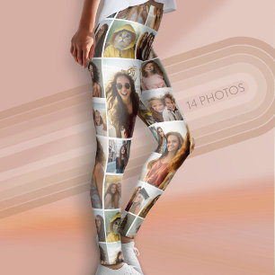 Maak een aangepaste fotocollage - 14 foto's - Wit Leggings