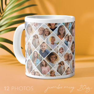 Maak een aangepaste fotocollage met 12 foto's grote koffiekop