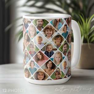 Maak een aangepaste fotocollage met 12 foto's koffiemok