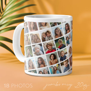 Maak een aangepaste fotocollage met 18 foto's grote koffiekop