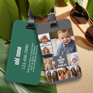 Maak een aangepaste fotocollage met 8 foto's bagagelabel