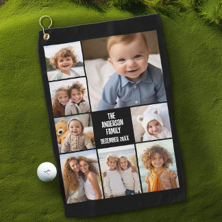 Maak een aangepaste fotocollage met 8 foto's golfhanddoek