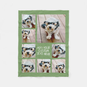 Maak een aangepaste fotocollage met 8 foto's Groen Fleece Deken