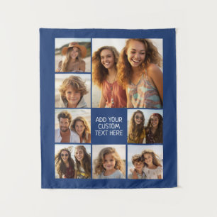 Maak een aangepaste fotocollage met 8 foto's Navy Wandkleed