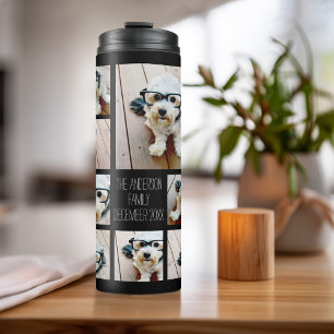 Maak een aangepaste fotocollage met 8 foto's thermosbeker