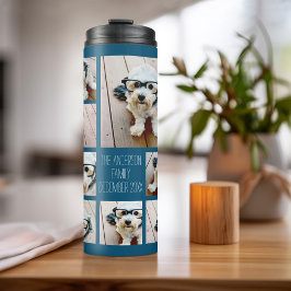 Maak een aangepaste fotocollage met 8 foto's thermosbeker