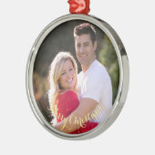 Maak een Aangepaste Gepersonaliseerde Foto met Ele Metalen Ornament (Links)