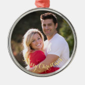 Maak een Aangepaste Gepersonaliseerde Foto met Ele Metalen Ornament (Voorkant)