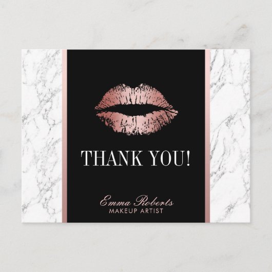 Maak een artistiek Roos Gold Lips Marble Hartelijk Briefkaart (Voorkant)