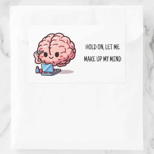 Maak een beslissing rechthoekige sticker (Tas)