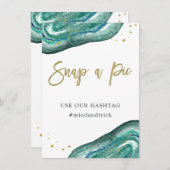 Maak een foto | Teal Geode en Gouden Trouwbord Kaart (Voorkant / Achterkant)