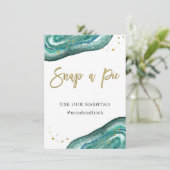 Maak een foto | Teal Geode en Gouden Trouwbord Kaart (Staand voorkant)