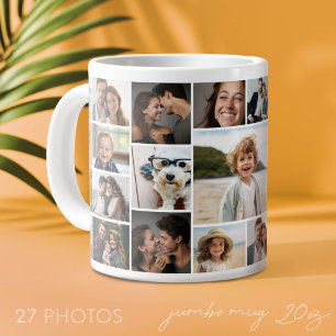 Maak een funky fotocollage met 27 foto's grote koffiekop