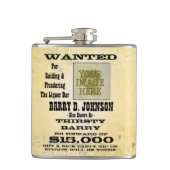 Maak een gepersonaliseerd Western Gezocht Poster Heupfles (Voorkant)