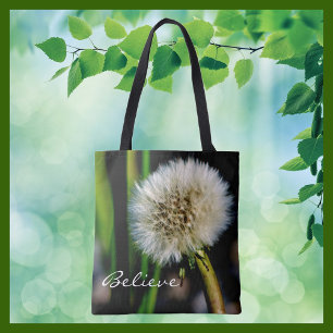 Maak een Gepersonaliseerd Wish, geloof, Dandelion Tote Bag