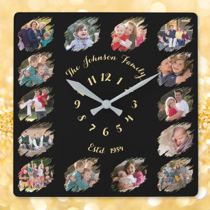 Maak een gepersonaliseerde foto-collage van uw fam vierkante klok