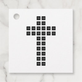 Maak een kruispatroon met elk logo of elke afbeeld bedankjes labels