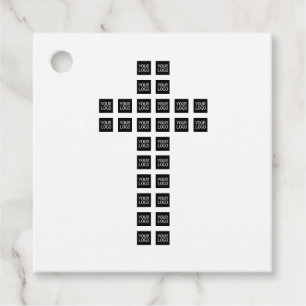 Maak een kruispatroon met elk logo of elke afbeeld bedankjes labels