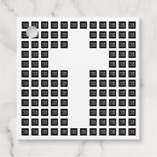 Maak een kruispatroon met elk logo of elke afbeeld bedankjes labels