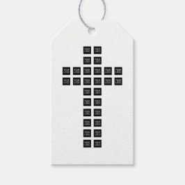 Maak een kruispatroon met elk logo of elke afbeeld cadeaulabel