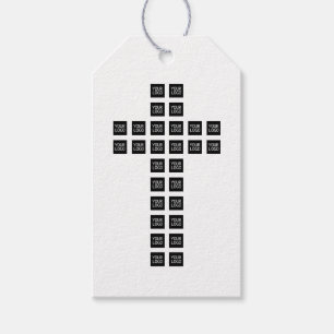 Maak een kruispatroon met elk logo of elke afbeeld cadeaulabel