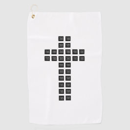 Maak een kruispatroon met elk logo of elke afbeeld golfhanddoek