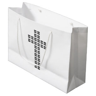 Maak een kruispatroon met elk logo of elke afbeeld groot cadeauzakje