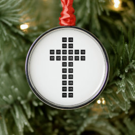 Maak een kruispatroon met elk logo of elke afbeeld metalen ornament