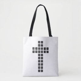Maak een kruispatroon met elk logo of elke afbeeld tote bag