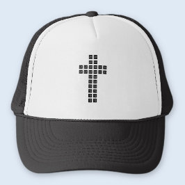 Maak een kruispatroon met elk logo of elke afbeeld trucker pet