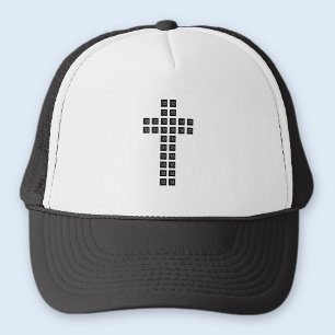Maak een kruispatroon met elk logo of elke afbeeld trucker pet