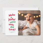 Maak een leuk geluid met religieuze kerstfoto feestdagenkaart (Voorkant)