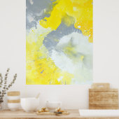 'Maak een Mess' grijs en geel Abstract Poster (Keuken)